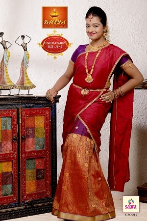 Red Pattu Lehenga